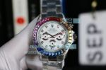 Copy Rolex Daytona Rainbow Watch Stainless Steel White Dial